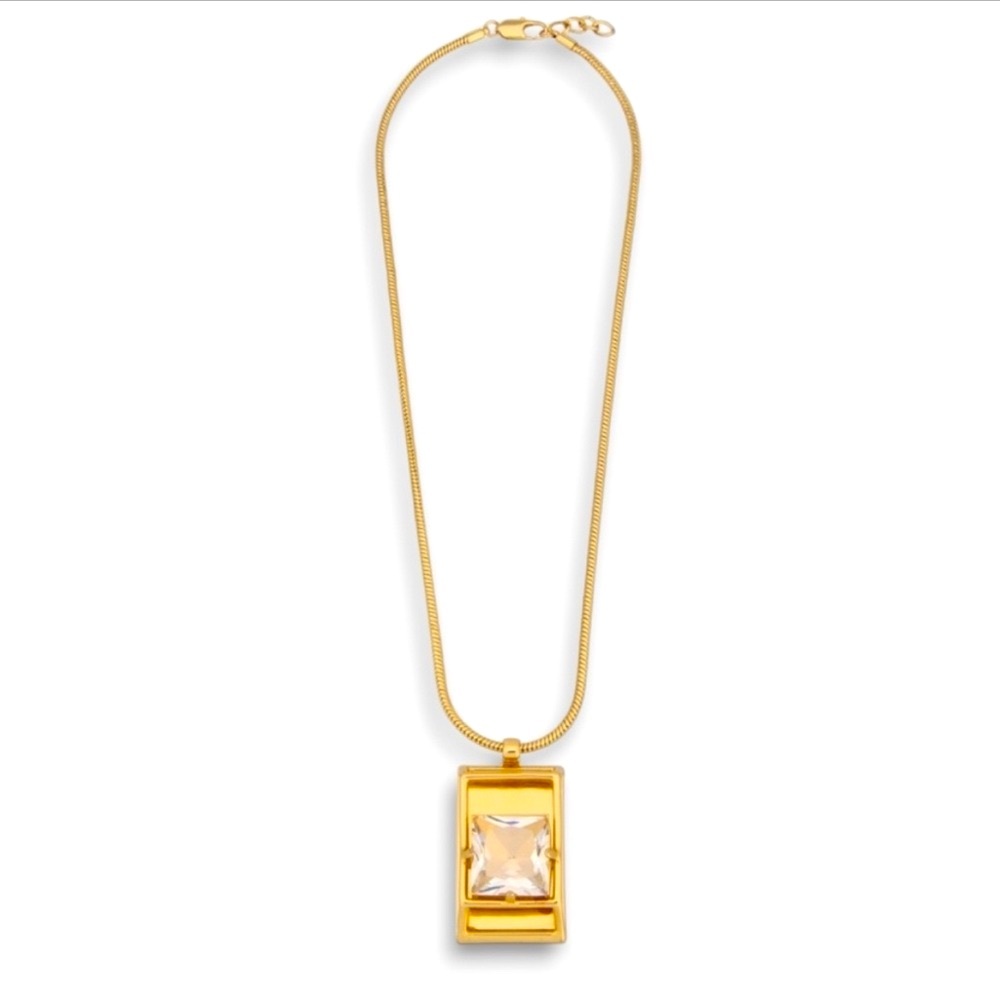 ZARA Rectangle Rhinestone Necklace LIMITED EDITION